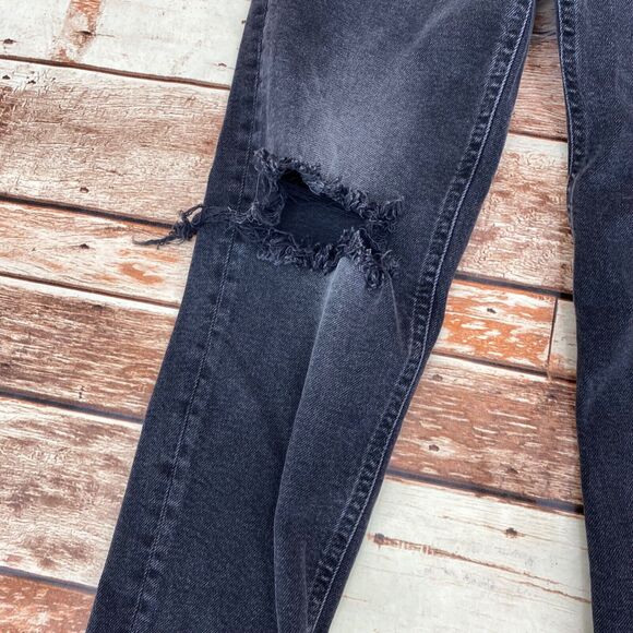 Free People Women's Zuri Mom Jeans Sz 26 Dusty Roads Black Button Fly High Rise - Picture 4 of 9